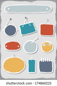 Colorful hand drawn different shaped blank label set isolated on white background with place for your text