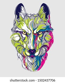 Colorful Hand drawn of Dog. Dog T-shirt graphics. Vector color dog illustration.