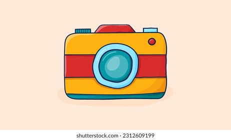 Icono de la cámara de dibujos a mano de colores
