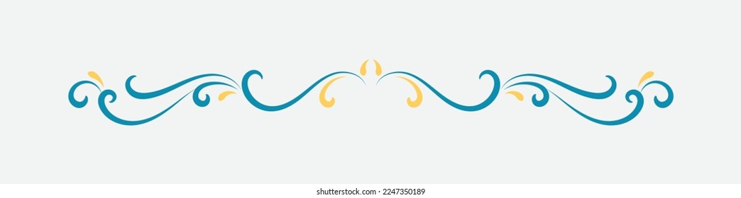 Colorful Hand Drawn Doodle Design Element. Decorative Floral Divider. Vintage Vector Illustration.