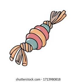 colorful hand drawn doodle Pets stuff illustration. Cartoon outlineline dog toy isolated on a white background for training, veterenary, pets shoping, animal caring.