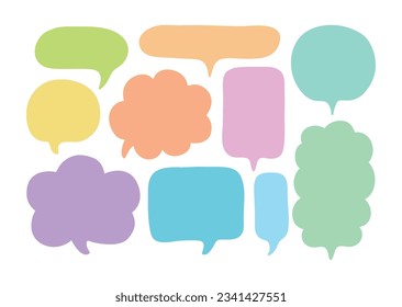 Colorful hand drawn doodle style speech bubble illustration.