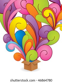 Colorful hand drawn explosion. All elements are separated and can be used to make your own composition.