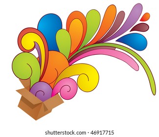 Colorful hand drawn explosion. All elements are separated and can be used to make your own composition.