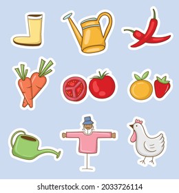 Colorful hand drawn farm elements
