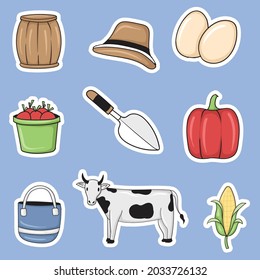 Colorful hand drawn farm elements