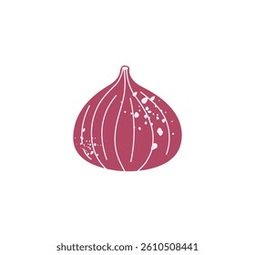 Colorful hand drawn fig isolated on white background. Modern abstract fruit. Flat cartoon vector illustration