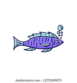 Colorful hand drawn fish cliaprt. Vector illustration