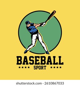 Colorful hand drawn flat design baseball logo