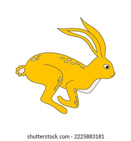 Colorful Hand drawn flat Rabbit or hare illustration