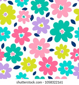 Colorful hand drawn floral seamless pattern background