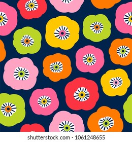 Colorful hand drawn floral seamless pattern background