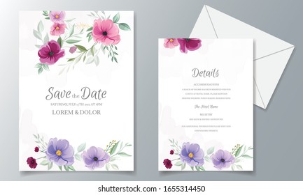 Colorful Hand Drawn Floral Wedding Invitation Stock Vector (Royalty ...