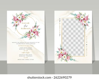 colorful hand drawn floral wedding invitation card