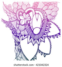Colorful Hand drawn flowers. Doodling. Zentangle.
