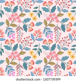 Colorful hand drawn flowers seamless pattern vector design. can use for fabric textile wallpaper.