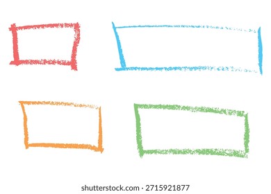 Quadros coloridos desenhados à mão com giz e textura de giz de cera. Uma forma brincalhona. Linhas grosseiras e formas em negrito