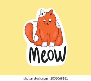 Colorful Hand drawn funny cats stickers collection