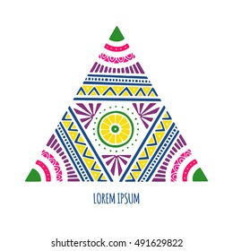 Colorful hand drawn geometric print. Vector seamless pattern with ethnic ornament for design textile, fabric, wrapping paper, package, wear, accessories.