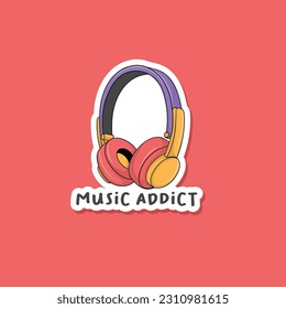 Colorful hand drawn headphones stickers
