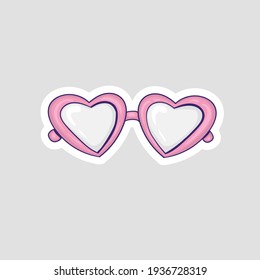 colorful hand drawn heart shaped glasses sticker