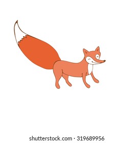 Colorful hand drawn illustration of fox character in vector format
