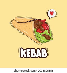 Colorful Hand Drawn kebab Illustration