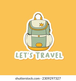 Colorful hand drawn let's travel stickers