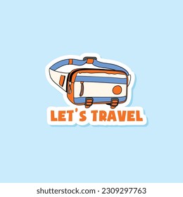 Colorful hand drawn let's travel stickers