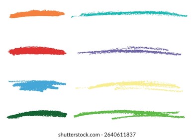 Colorful hand drawn lines with chalk and wax crayon texture. A playful set of sketchy underlines.