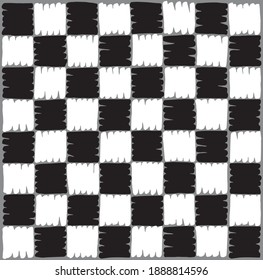 Colorful, hand drawn loose grid pattern consisting of 64 rectangular, freeflowing edged components