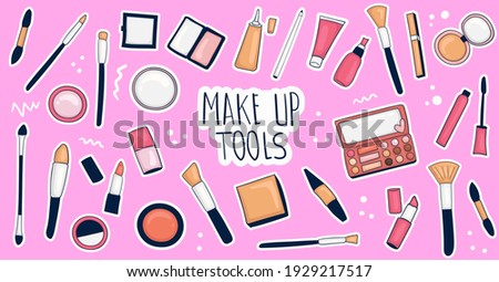 Colorful Hand Drawn Make up Stickers Collection