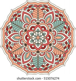 Colorful Hand drawn Mandala. Oriental pattern, vector illustration. Islam, Arabic, Indian, turkish, moroccan, pakistan, chinese, ottoman motifs