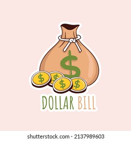 Colorful hand drawn money bag stickers