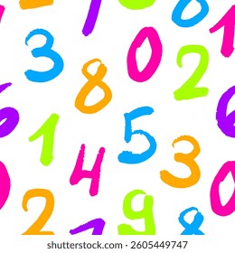 Colorful Hand Drawn Numbers Pattern, Fun Abstract Background