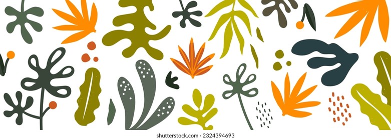 Colorful hand drawn organic shapes,lines,doodles and elements. Collage contemporary print. Fashionable template for design. Vector illustration