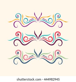 Colorful hand drawn ornamental dividers collection decorative elements