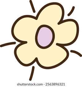 Colorful hand drawn outline of a simplistic flower shape. Vector Illustration.