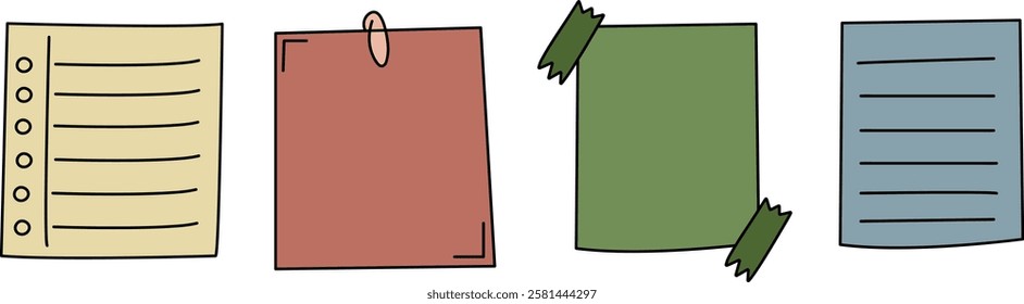 Colorful Hand Drawn Paper Sheets Set