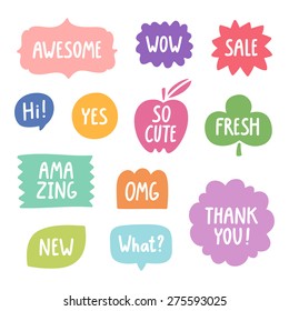 Colorful hand drawn phrases vector collection