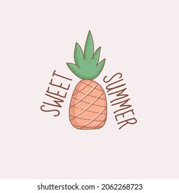 Colorful Hand drawn pineapple illustration