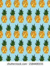 Colorida piña dibujada a mano y triángulo fondo de patrón sin fisuras