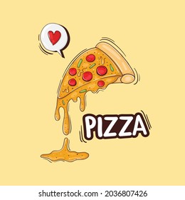 Colorful Hand Drawn Pizza slice Illustration