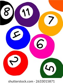 Colorful Hand Drawn Pool Balls illustration