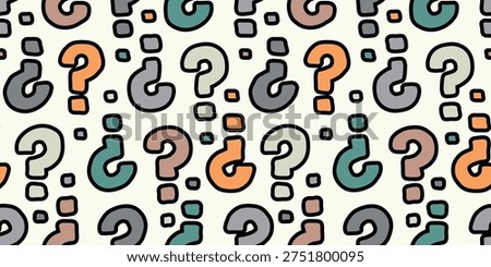 Colorful Hand Drawn Question Mark Seamless Pattern Vector.