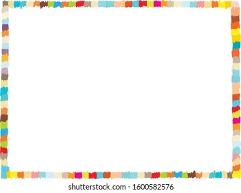 Colorful Hand Drawn Rectangular Border Consists Of Square Tiles