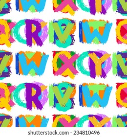 Colorful hand drawn scribble alphabet messy seamless pattern
