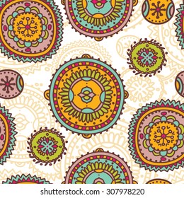 colorful hand drawn seamless ornament, vector illustration
