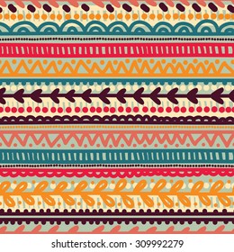 colorful hand drawn seamless ornament, vector illustration