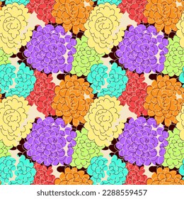 Colorful hand drawn seamless pattern with chaotic flowers